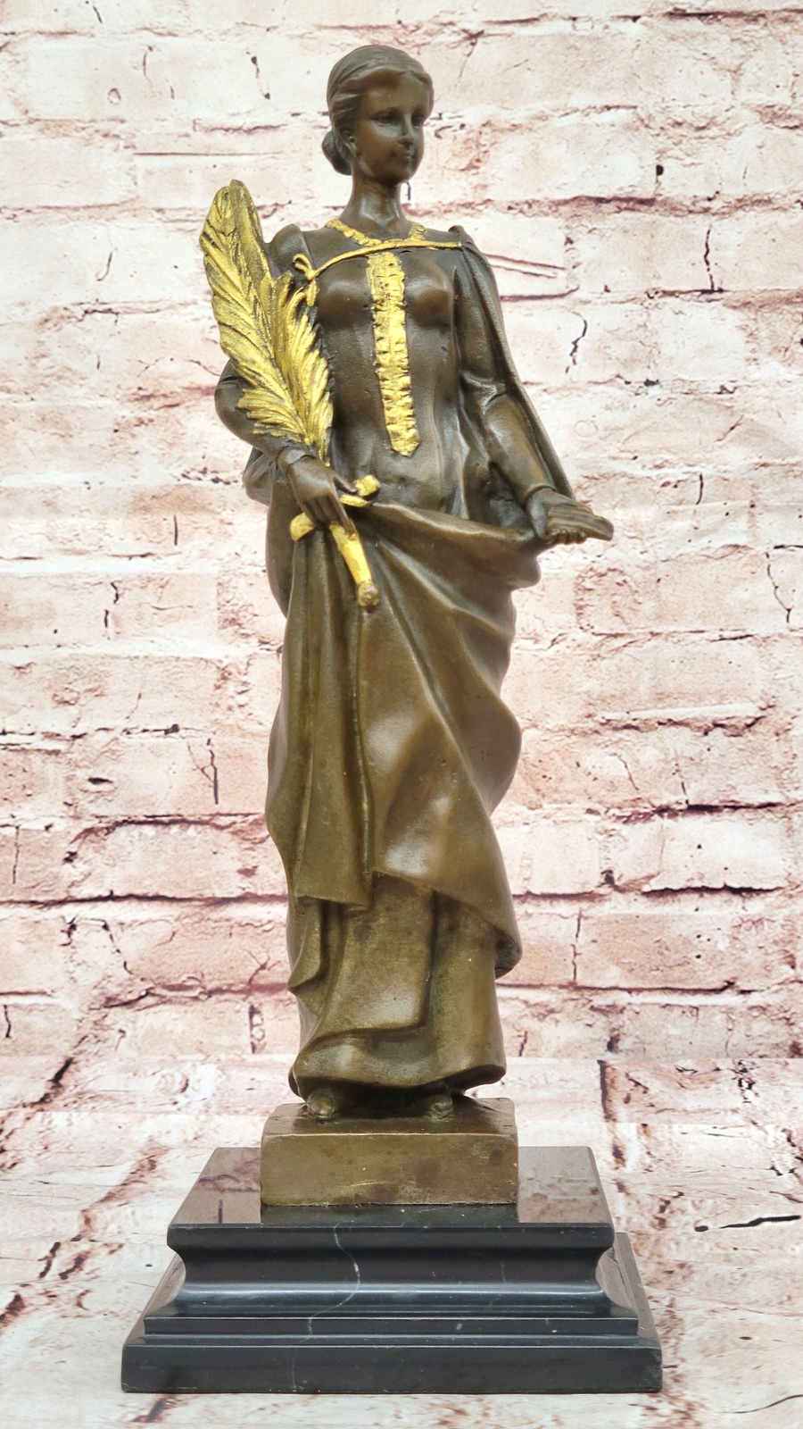 Art Deco Bronze Lady Wisdom Greek Goddess Hot Cast Statue