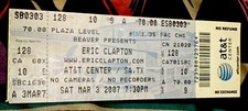 ERIC CLAPTON - MARCH 3, 2007 - AT&T CENTER - SAN ANTONIO TEXAS - TICKET