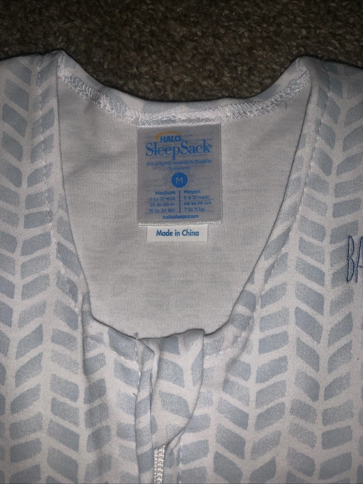 Manta portátil de algodón Halo SleepSack Platinum serie M 6-12 meses Chevron azul Foto 3 de 4