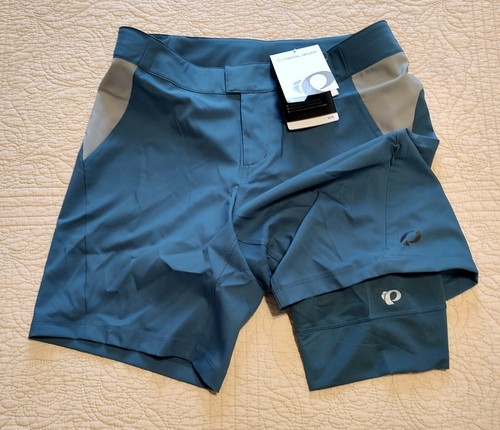 Pearl Izumi Canyon MTB Cycling Shorts Womens Large Blue & Gray Padded Convert