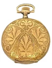 1907 Waltham antique gold tone pocket watch BROKEN engraved details