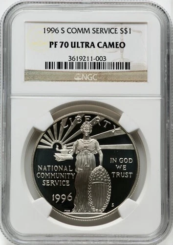 1996-S Community Service S$1 - NGC PF 70 - USA Commemorative Silver Dollar Coin