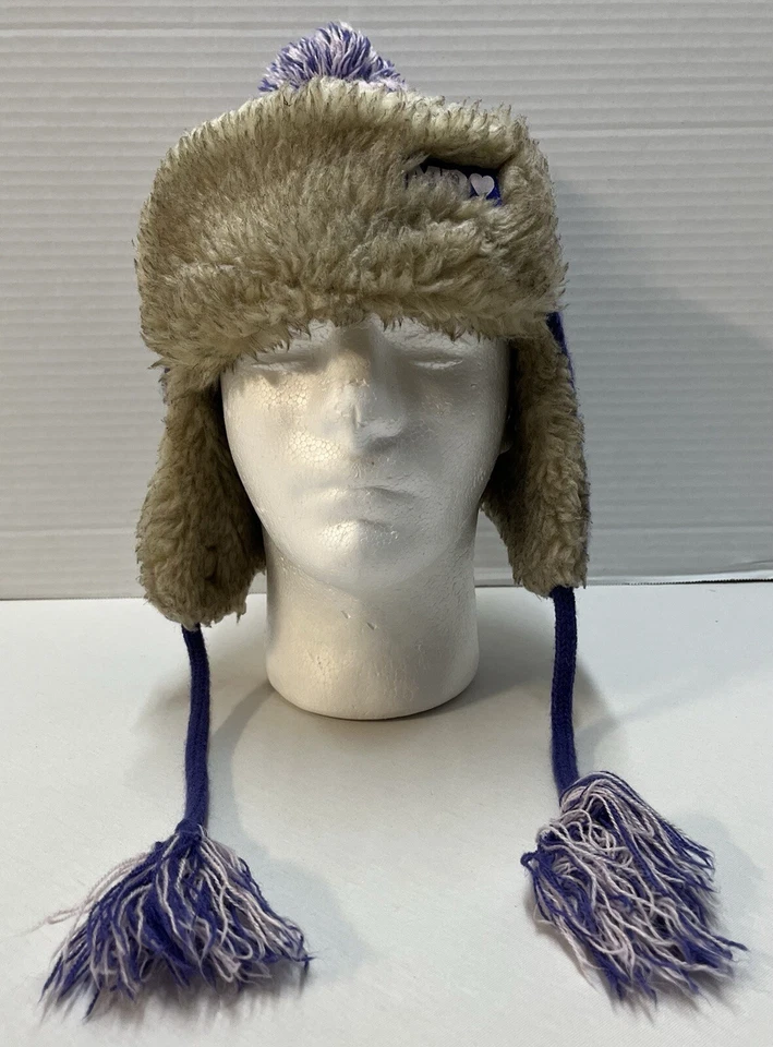 Unisex Adulto Tejido Toque Gorro Sombrero Orejeras Borlas de Piel Sintética Rosa Púrpura OSFM Foto 2 de 4