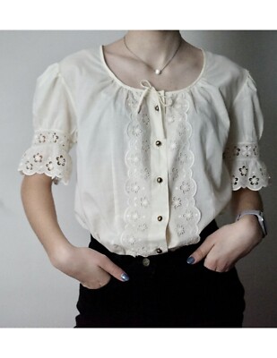 Chemise Tyrolienne Vintage Taille 44/46 - Couleur Crème, Style Alpin Rétro