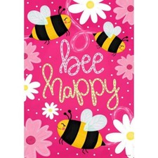 BEE HAPPY 12.5" X 18" GARDEN FLAG 27-3377-282 FLIP IT RAIN OR SHINE SPRING