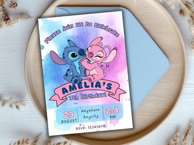 PERSONALISIERTE STITCH GEBURTSTAGSPARTY EINLADUNGEN, Stitch Geburtstagseinladung