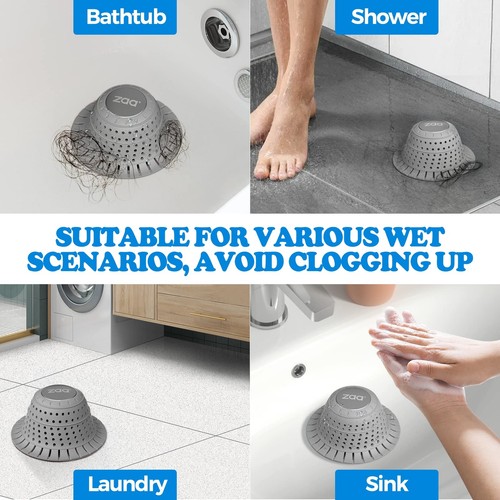 Silicone Bathtub Drain Hair Catcher 3 Pack for Shower Sink and Tub - 第 2/6 張圖片