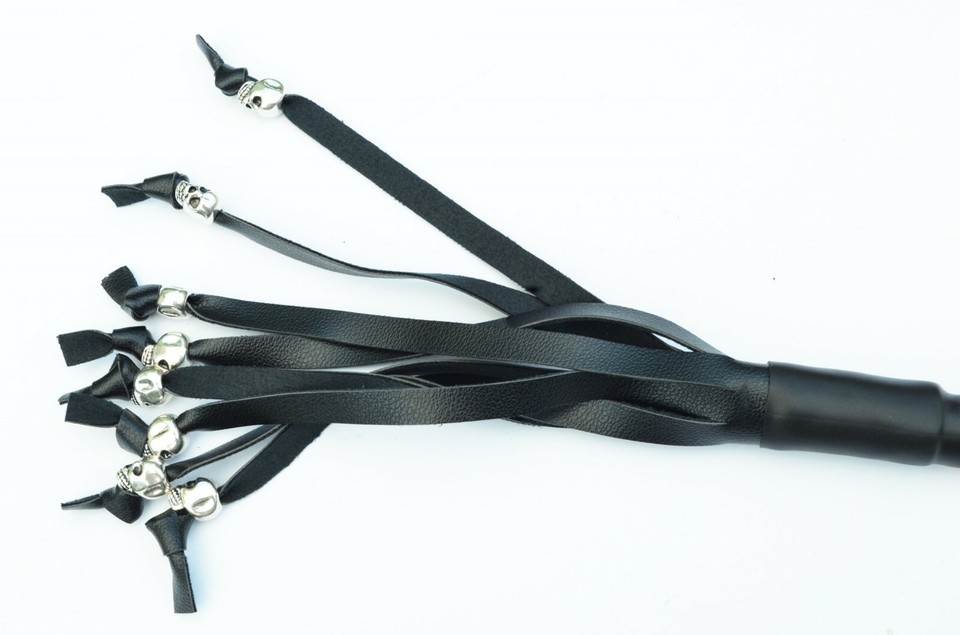 PU Leather Motorcycle Whip Get Back Whip With Skull Tassles 36