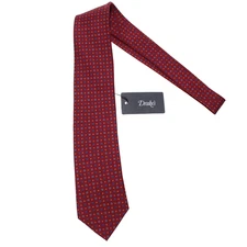 Drake's NWT Neck Tie in Red w/ Blue & Yellow Floral / Square Pattern 100% Silk