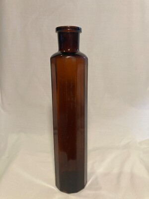 c1910-20 Carbona Fire Extinguisher Bottle, Amber cork top EMPTY 12 Sided bottle