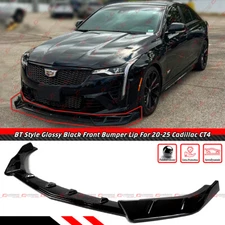 For 2020-25 Cadillac CT4 BT Style Gloss Black Front Bumper Lip Spoiler Splitter