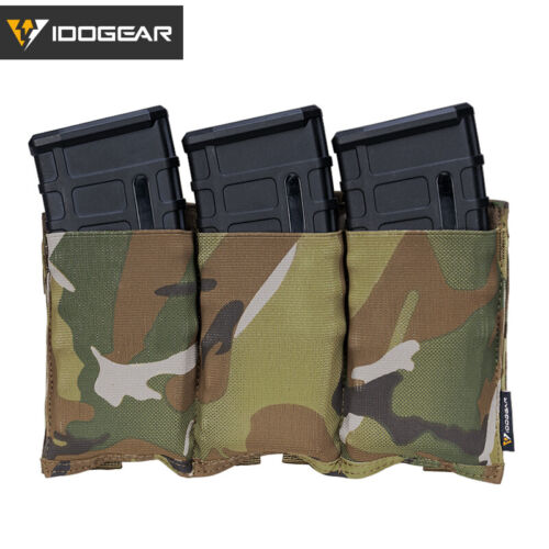 IDOGEAR Tactical 5.56 Magazine Pouch Fast Draw MOLLE Triple Mag Pouch Carrier - Picture 1 of 16