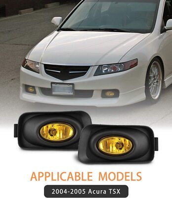 Pair for 2004 2005 Acura TSX Yellow Bumper Driving Fog Lights Lamps+Bulbs+Switch