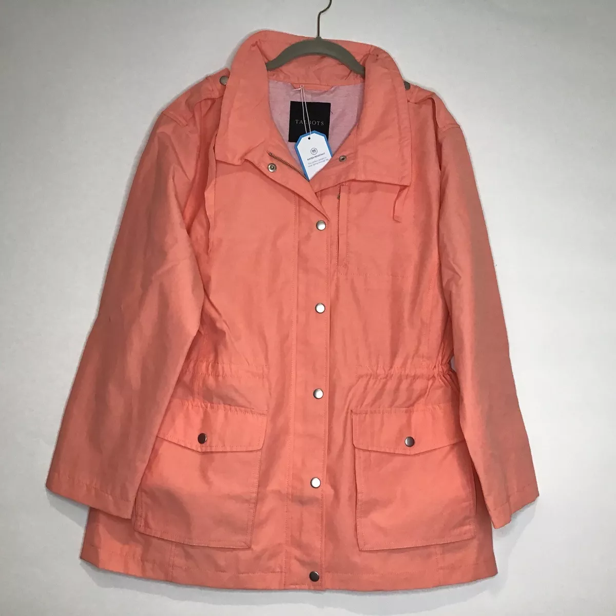 Talbots Water Resistant Cotton Anorak Jacket Peach Medium NWT