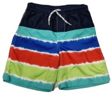   Lands End Boy's Swim Trunks Bathing Suit Sz Medium 5-6 Multicolor Striped Blue