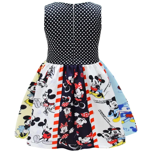 Girls Summer Dress Minnie Mickey Mouse Baby Sleeveless Twirl Dress Bow Dresses - Picture 4 of 8
