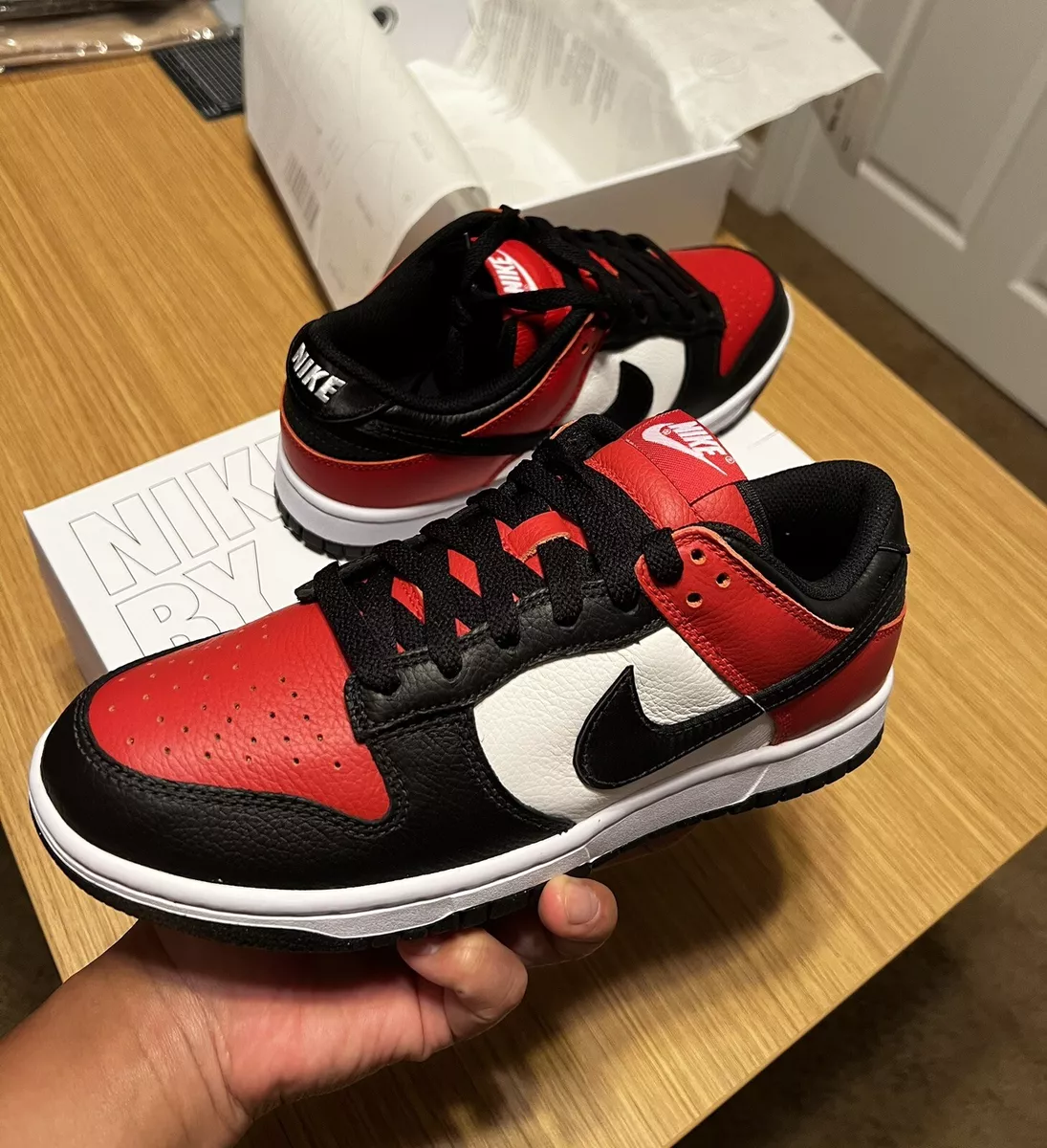 Nike Dunk Low By You Custom Chicago Bred BLACK TOE | Size 8 Men 2022