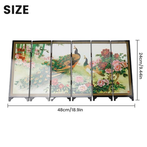 Contemporary Mini Peacock Wooden Screen Room Divider Folding Partition Set - Picture 14 of 24