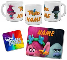 Personalised Trolls Mug with Coaster & Placemat Options