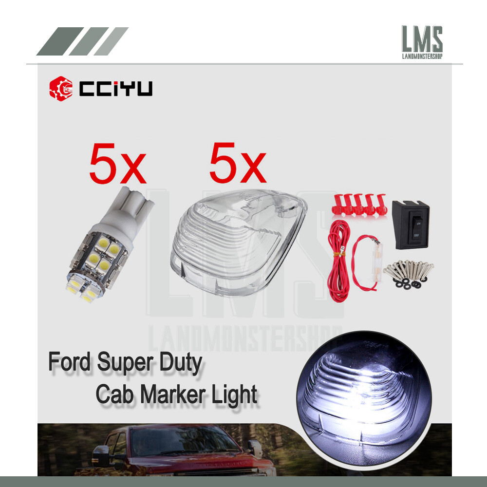 Upgrade Your Vehicle with a 5-Pack Clear Cab Marker Light Lens Kit Featuring +3258 20SMD Bright White LED Assemblies – Perfect for Trucks and Trailers!