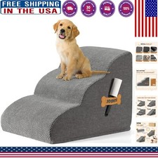 All-In-One Extra Wide Dog Steps with Hair Remover Roller - 3 Levels of Comfort