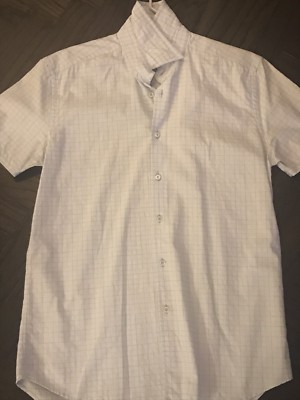 Prada Short Sleeve Mens Shirt Size 15 tattersall plaid
