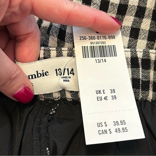 Abercrombie Kids Pants Girls High Rise Crop Flare 13/14 Black Plaid Gingham NEW - Picture 7 of 8