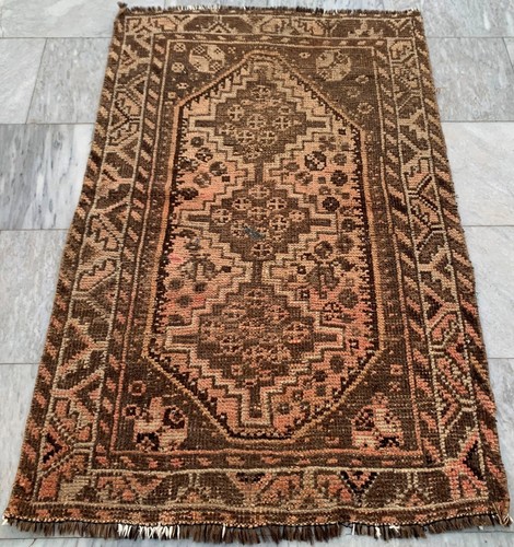 Vintage Afghan Rug Hand Knotted Oushak Design Wool Area Rug 3x4 ft Free Ship