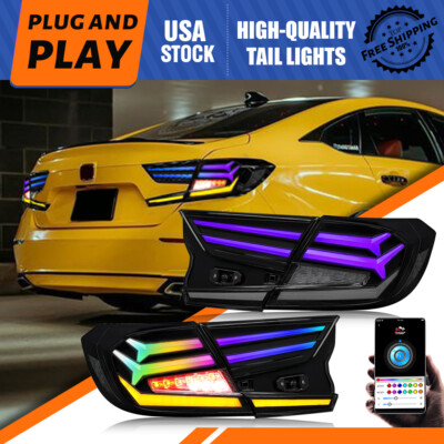 RGB LED Tail Lights For Honda Accord 2018-2022 Start Up Animation Lambor Style