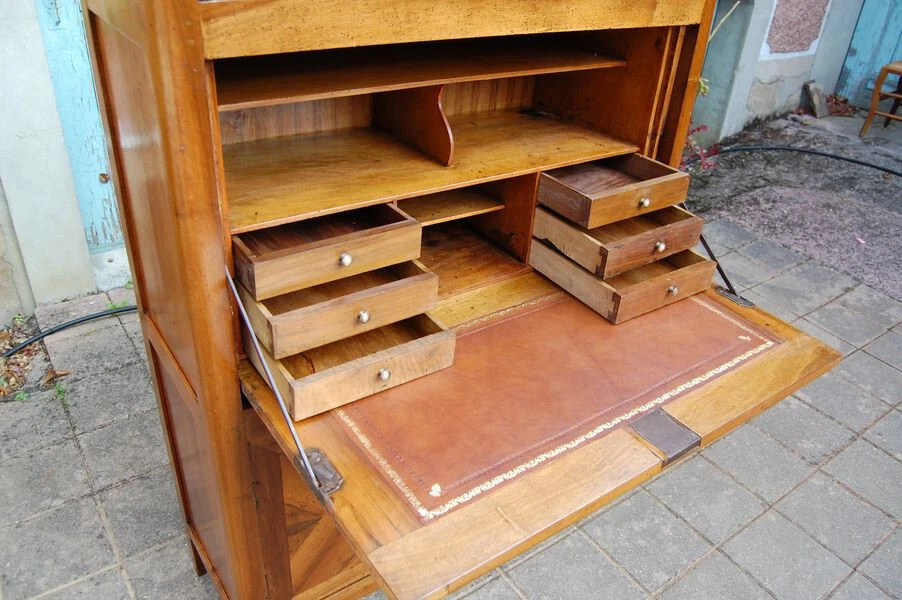 secrétaire d époque  louis xvi en noyer du 18e siécle - Photo 4/4