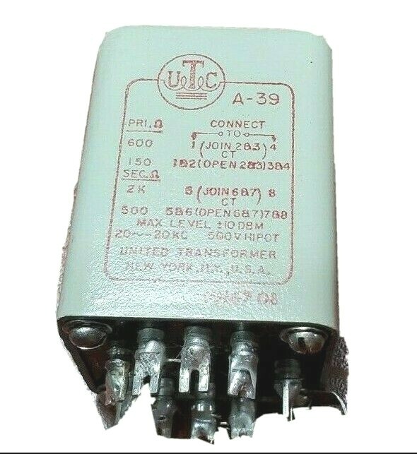 UTC A-39 A39 Input Line Transformer HH67 08 Tested - Rare 1967