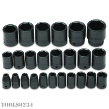 J74206 1/2" Drive 25 Piece Metric Impact Socket Set 6-Point Proto