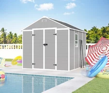 8x8 FT Resin Storage Shed with Door & Vent Waterproof High Quality Pp Material