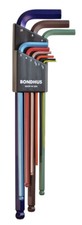 Hex Balldriver XLong Arm L-Wrench Set 9pcs 1.5-10mm Colorguard Bondhus 69699