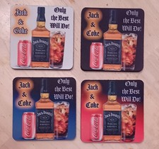 Lot de 4 dessous de verre caoutchouc Jack et Coke