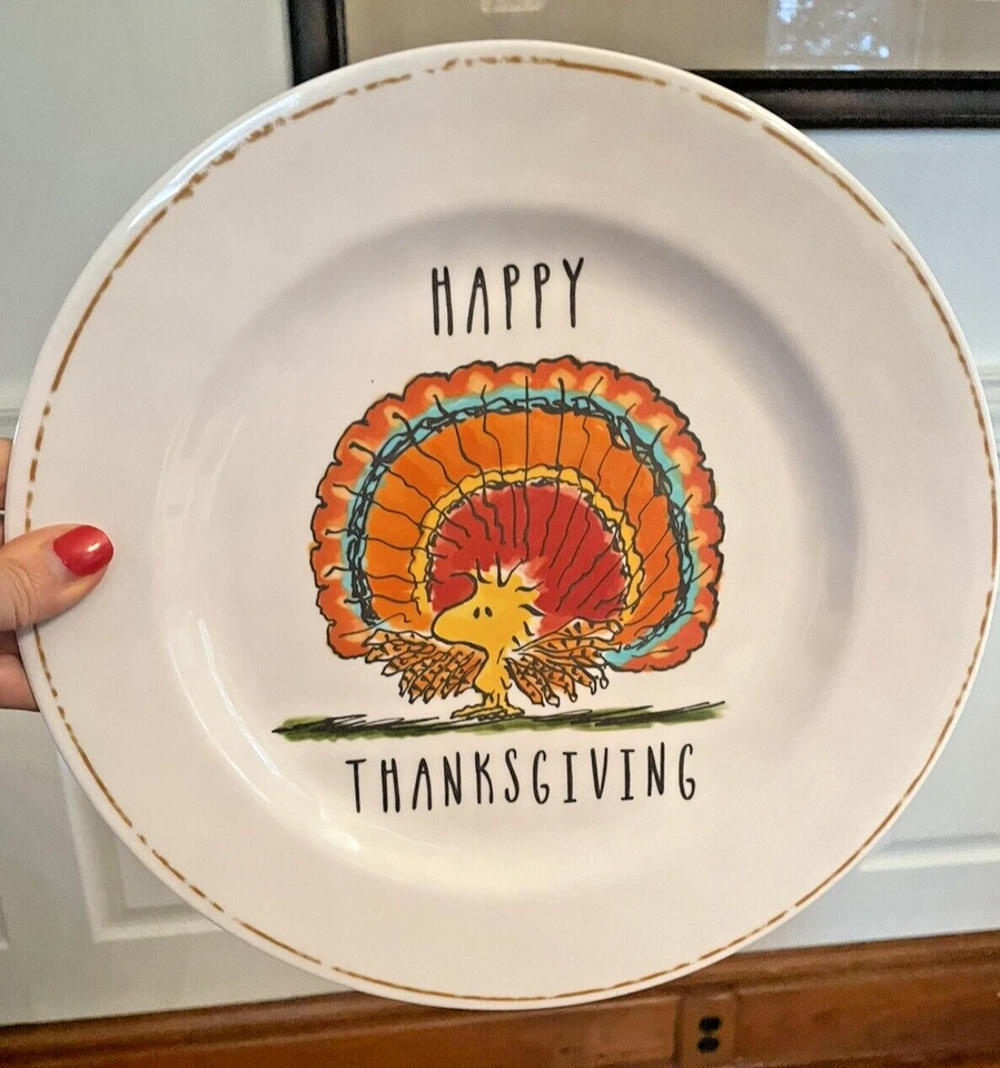Disney Snoopy Pottery Barn Holiday Peanuts Plate Thanksgiving kid party SET 4 h - Image 4 of 4
