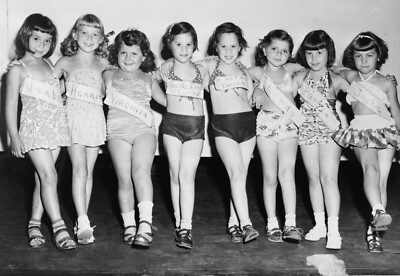 Black and White Photo In a Contest Lined Up Together Reprint A-11