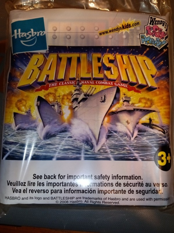 Battleship Board Game Wendy's Kids Meal Hasbro 2008 Milton Bradley unopened 