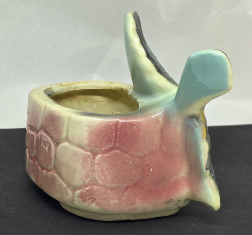 Vintage 1950-60's Flying Blue Bird with Flowers Oval Ceramic Planter 5" Tall - Picture 5 of 10