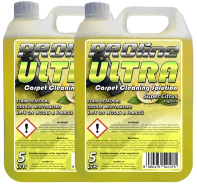 PROLINE CARPET CLEANING SHAMPOO SOLUTION 2x5LTR ODOUR STAIN REMOVER SUPERCITRUS
