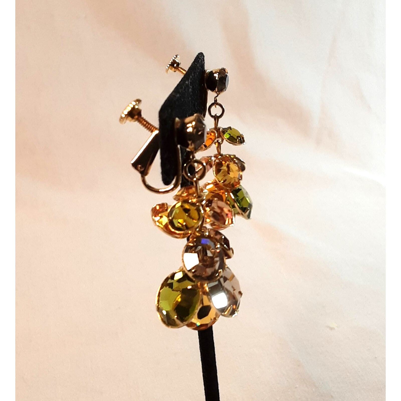 Dangle Drop Earrings Multicolor Cluster Round Fac… - image 3