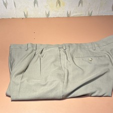 Men  s Beige Dress Pants 42 Regular Solid Pleated Front Slash Pockets e-19