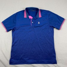 Psycho Bunny Pique Cotton Polo Shirt Mens 6 Large Navy Pink Trim Pima