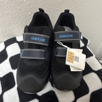 Geox Respira Black Blue Gray Hook & Loop Low Top Athletic Sneakers Sneaker