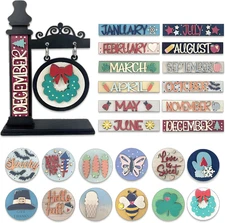 Interchangeable Seasonal Decor - Wooden 3D Layered Hanging Sign Living Room Deco