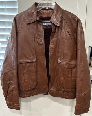 Vintage CAMPUS Esprit Men s Brown Leather Jacket  Size 40 Retro