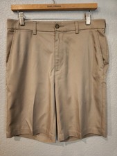 Roundtree  Yorke Khaki Men's Performance Chino Shorts Size 32 Inseam 9" Golf