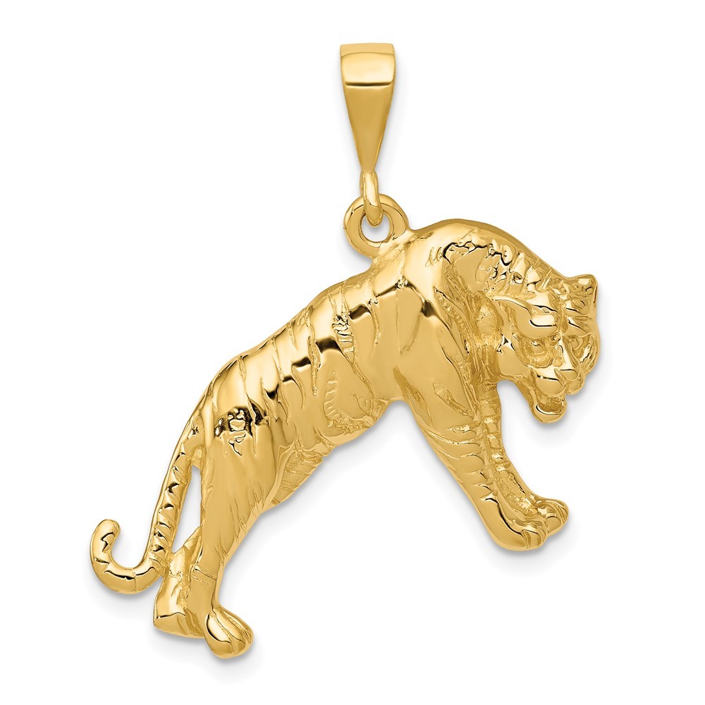 10K Yellow Gold Tiger Charm Pendant L-31 mm, W-29 mm 2.96gm