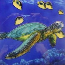 Tropical Sea Turtle in Vivid Blue Waters 6X6 Inch Ceramic Tile