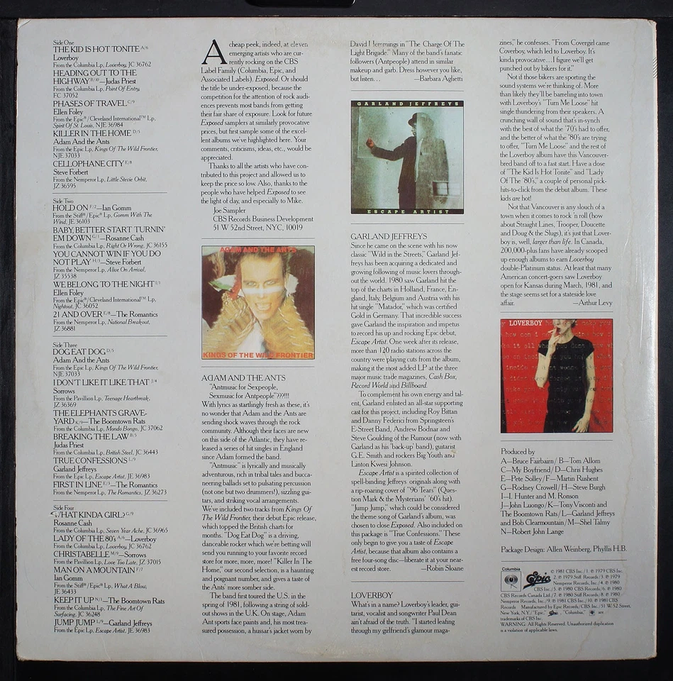 Exposed - Provocative New Rock v/a  - vinyl 2xLP record [NHBX01-100] Made in USA - Image 2 of 4